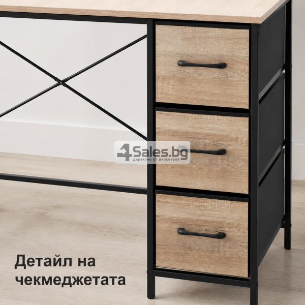 ️ Индустриално бюро с 3 текстилни чекмеджета 8