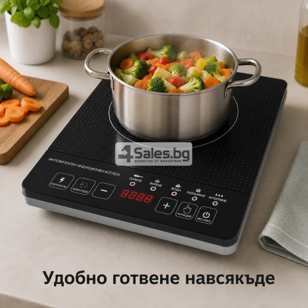 Преносим индукционен котлон 2000W, 5 режима, сензорно управление, LED дисплей и таймер 4