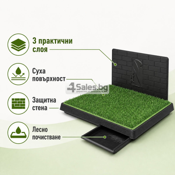 Тренировъчна тоалетна за домашни любимци с изкуствена трева 76 x 51 см