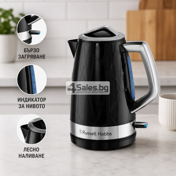Електрическа кана Russell Hobbs Structure, 1,7 л, 2400 W, черна