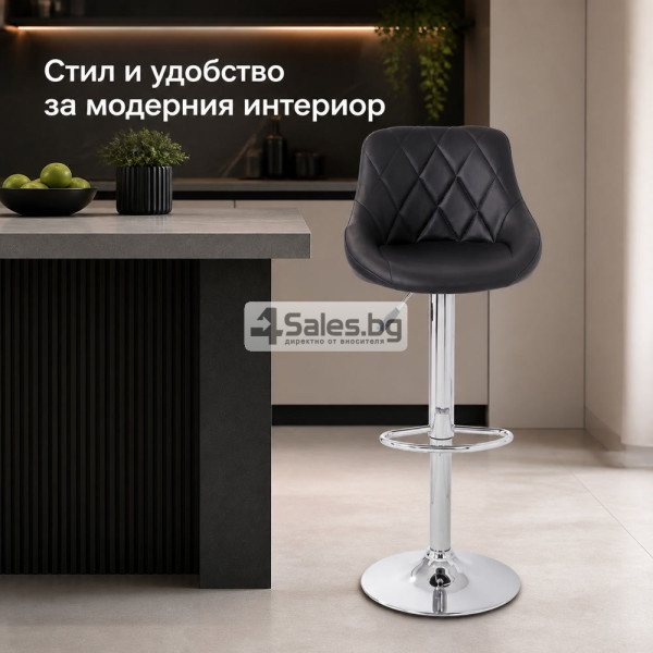 Регулируем въртящ се бар стол с облегалка и поставка за крака, 60–82 см 2