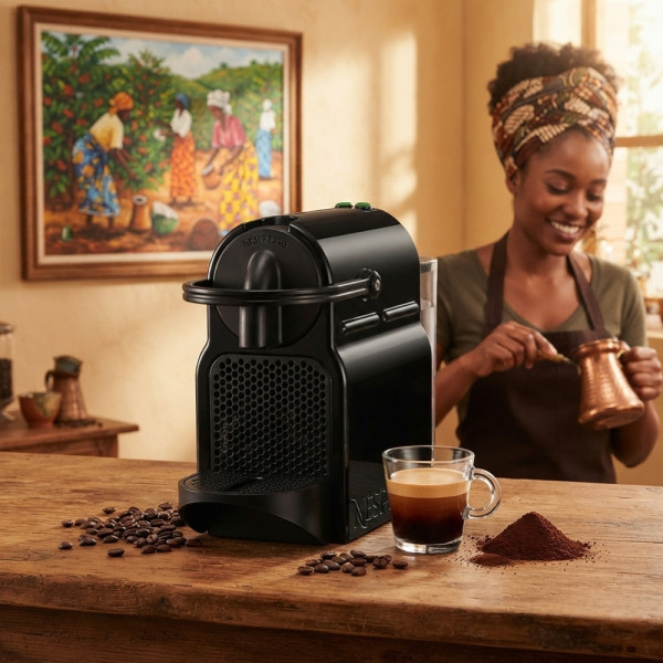 Черна капсулна кафемашина DeLonghi Inissia