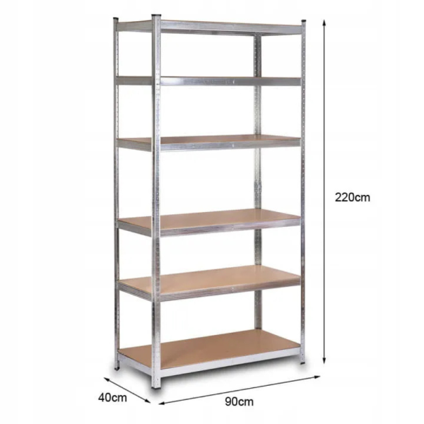Усилен поцинкован стелаж с 6 рафта – 1050 кг товароносимост, 220×90×40 см 6