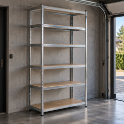 Усилен поцинкован стелаж с 6 рафта – 1050 кг товароносимост, 220×90×40 см