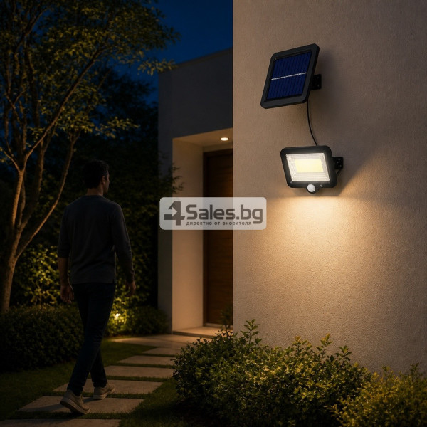 Соларна LED лампа 100 LED със сензор за движение и здрач – до 5 м обхват, до 8 часа работа 2