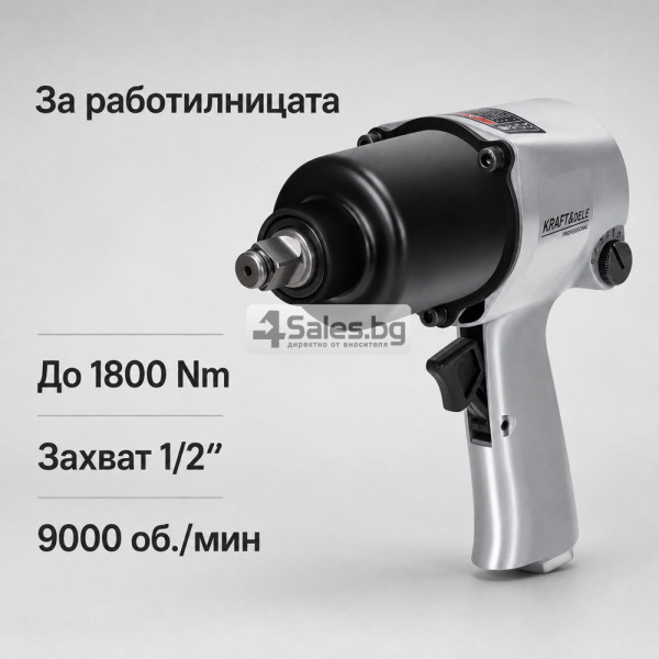 Пневматичен гайковерт 1/2″ – 1800 Nm, 9000 об./мин, комплект 13 части с куфар 5