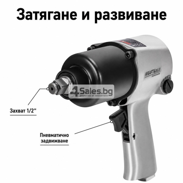 Пневматичен гайковерт 1/2″ – 1800 Nm, 9000 об./мин, комплект 13 части с куфар