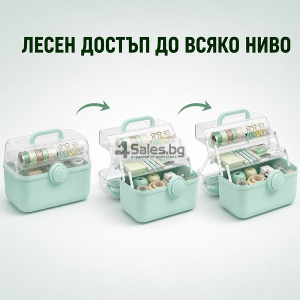 Многоетажен органайзер с разгъващи се нива и дръжка 28 x 19 x 16 см, зелен 4