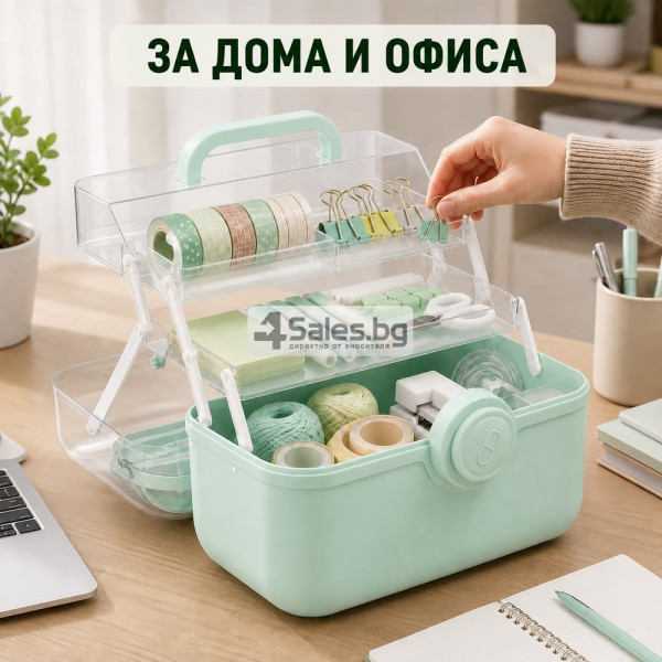 Многоетажен органайзер с разгъващи се нива и дръжка 28 x 19 x 16 см, зелен 5