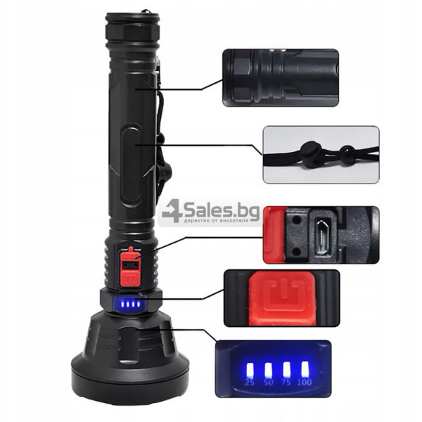 Тактически LED USB фенер 6