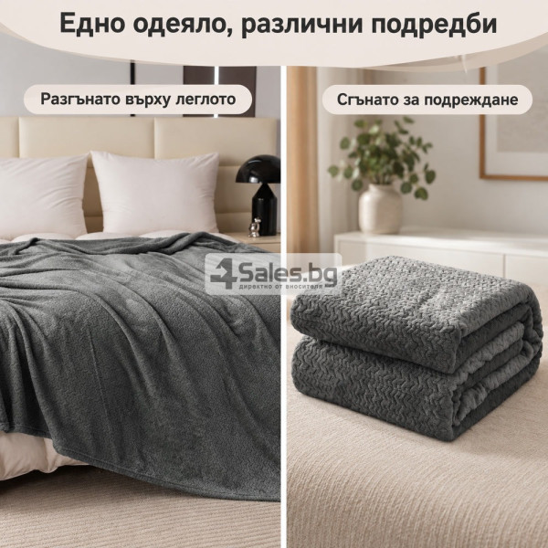 Плюшено одеяло 200x220 см с релефен десен – меко, пухкаво и уютно 19