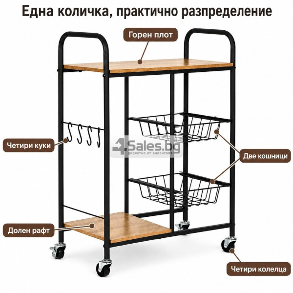 ️ Кухненска количка с две изтеглящи се кошници