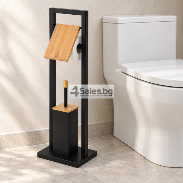Стоящ комплект за баня 2 в 1 с държач за хартия и WC четка 1