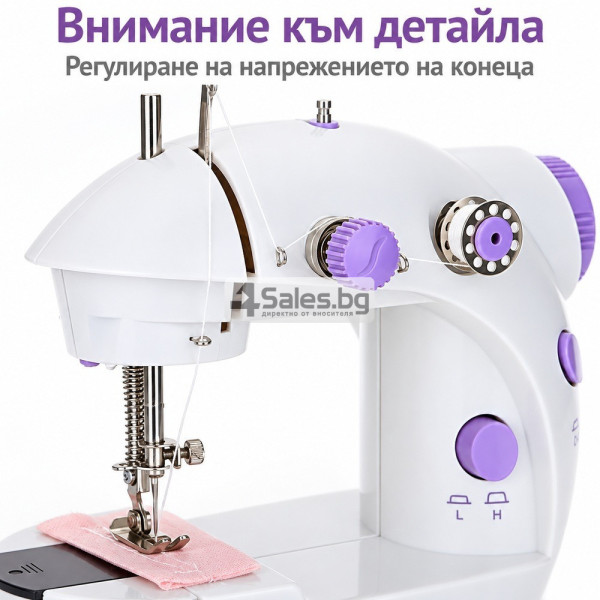 Преносима малка шевна машина с педал, LED осветление и 2 скорости – компактна машина за шиене и домашни поправки 6