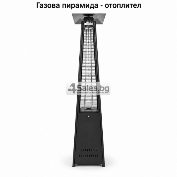 Газова Пирамида - отоплител 13 kW, 227 см – външен газов отоплител, черен