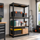 Метален стелаж с 4 регулируеми рафта 150 × 70 × 30 см – товароносимост до 150 кг, черен 2