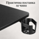 Мобилно регулируемо бюро за лаптоп – пневматично, 71.5–112 см, с колелца и поставка за чаша, черно 10