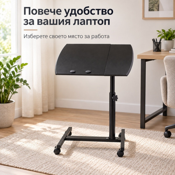 Регулируема маса за лаптоп на колелца с два плота