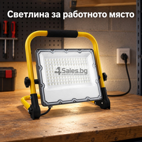 Преносим LED прожектор 100 W със стойка и кабел 5 m 2