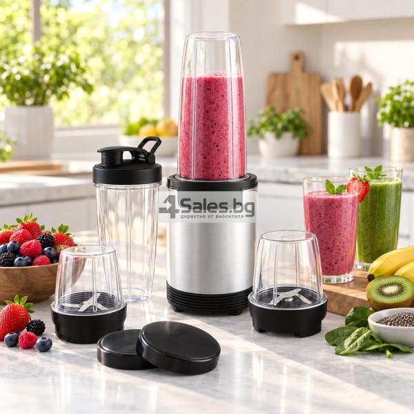 Нутриблендер 9 в 1, 900 W, 3 чаши, BPA-free Tritan и To-Go капак