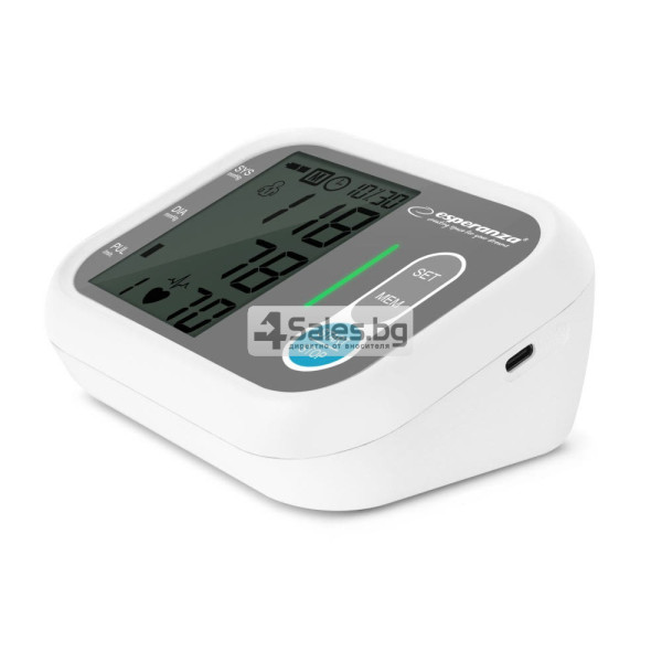 Автоматичен апарат за кръвно налягане за мишница с голям LCD дисплей, памет за 2 потребители и измерване на пулс