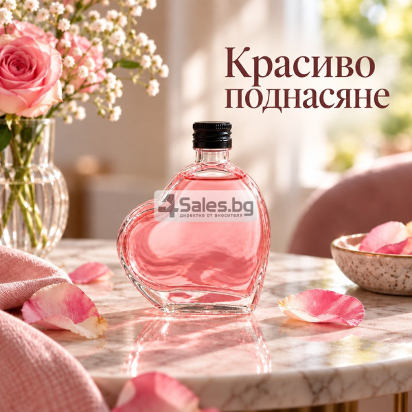 Стъклена бутилка Сърце 250 мл с метална винтова капачка – стилен избор за подарък 3