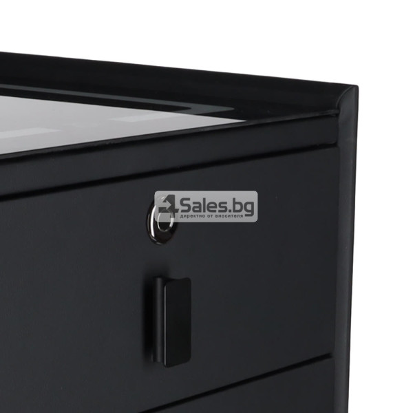 Черно смарт нощно шкафче с пръстов отпечатък 8