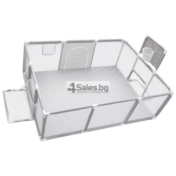 Детска кошара за игра 3в1 с баскетболен кош и футболна врата, 230×118×102 см, 6м+ 4