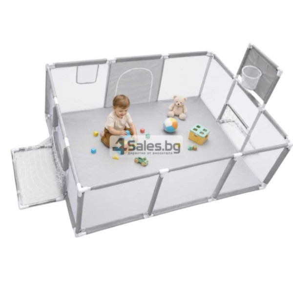 Детска кошара за игра 3в1 с баскетболен кош и футболна врата, 230×118×102 см, 6м+ 11