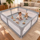 Детска кошара за игра 150x200 см – сгъваема, с мрежести страни, вход с цип и меки защитни ръбове, сива 2