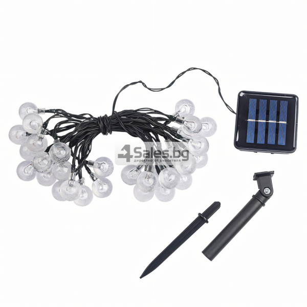 Соларна градинска гирлянда 10 м със 100 LED – топла бяла светлина, автоматично включване и IP44 6