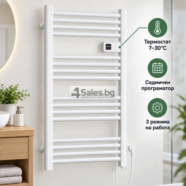 Електрически радиатор за баня 500W с термостат, дисплей, таймер и 16 нагревателни тръби, IP24