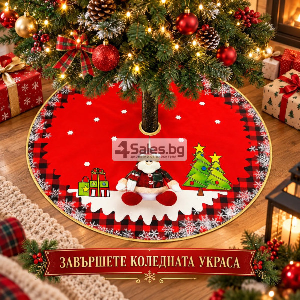 Кръгла коледна постелка за елха 80 см 5