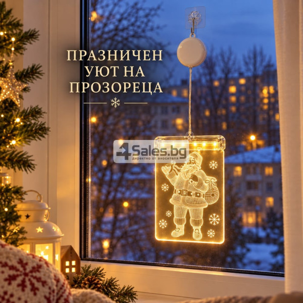 LED коледна декорация за прозорец с Дядо Коледа 5