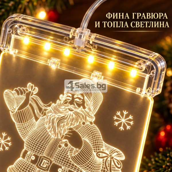 LED коледна декорация за прозорец с Дядо Коледа 8