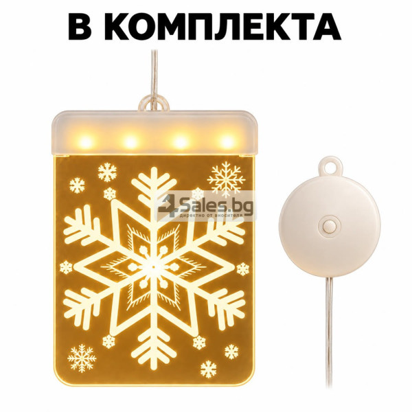 3D LED декорация за прозорец Снежинка с топла светлина