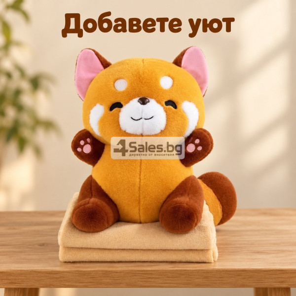 Плюшено животинче лисица с меко одеяло – сладък приятел за уют и подарък 9