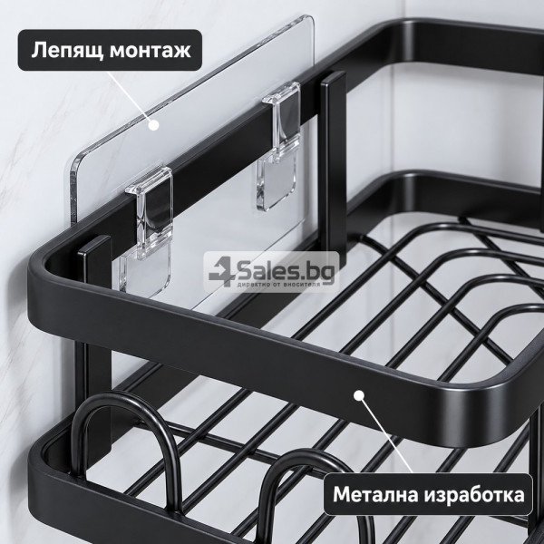 Комплект черни метални органайзери за баня – 5 части