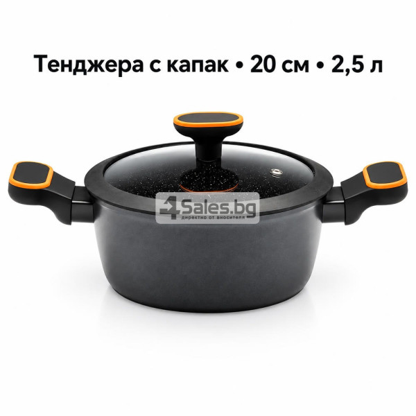 Гранитна тенджера 2,5 л с капак – 20 см, незалепващо покритие и индукционно дъно 1