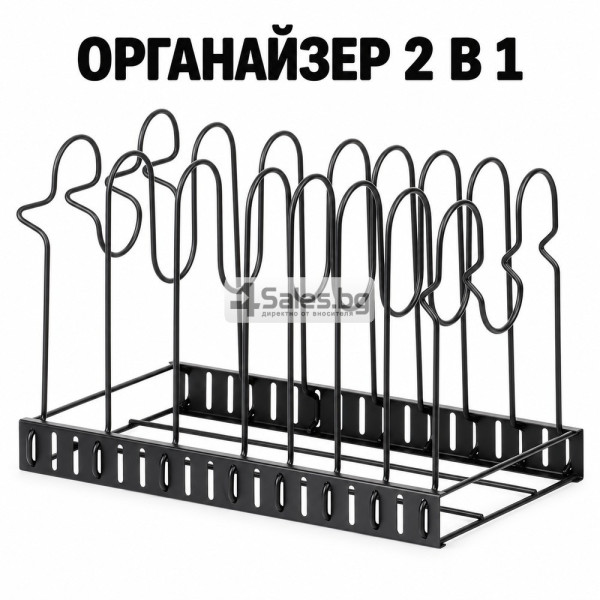 Регулируем метален органайзер за тенджери и капаци 2 в 1 5