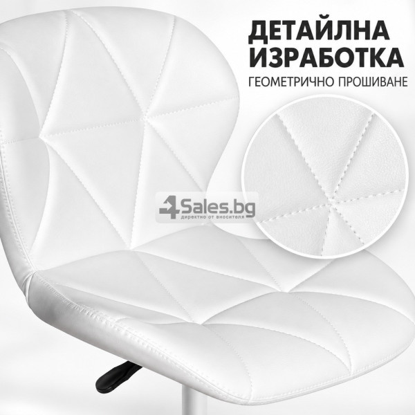 Бял детски въртящ се стол от еко кожа с регулируема височина 7