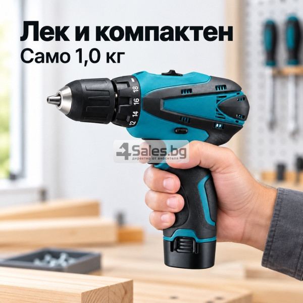 ️Акумулаторен винтоверт 10,8 V с 2 батерии, 24 Nm, 2 скорости, LED светлина и куфар 3