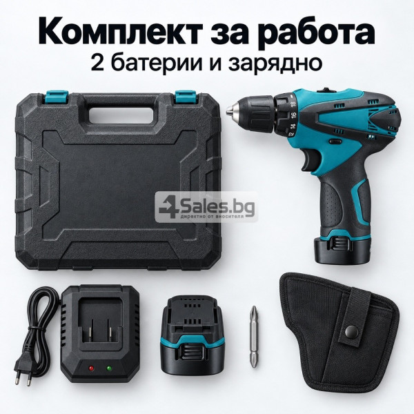 ️Акумулаторен винтоверт 10,8 V с 2 батерии, 24 Nm, 2 скорости, LED светлина и куфар
