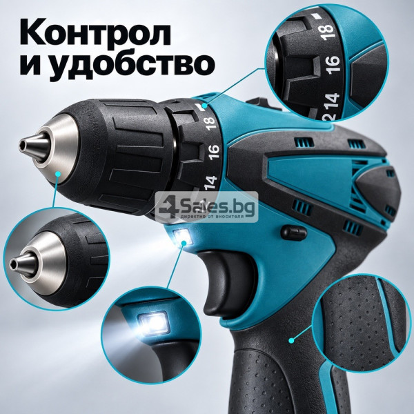 ️Акумулаторен винтоверт 10,8 V с 2 батерии, 24 Nm, 2 скорости, LED светлина и куфар 4
