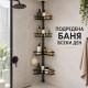 Телескопична ъглова етажерка за баня с 4 рафта, черна 6
