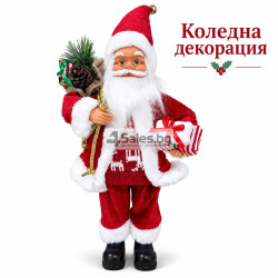 Скандинавска коледна фигура Дядо Коледа 60 см, стояща декорация в червено и бяло