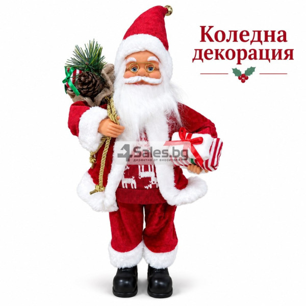 Скандинавска коледна фигура Дядо Коледа 60 см, стояща декорация в червено и бяло 1
