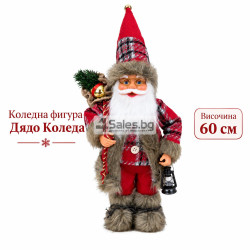 Скандинавски Дядо Коледа 60 см – стояща коледна декоративна фигура с фенер