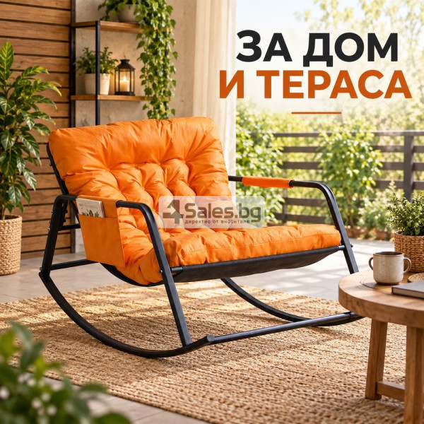 Елегантен люлеещ стол с комфортна възглавница за дома и терасата 1
