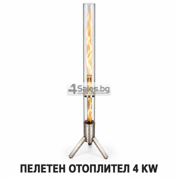 Пелетен градински отоплител 4 kW със стъклена тръба, непрекъснато горене до 75 минути 1